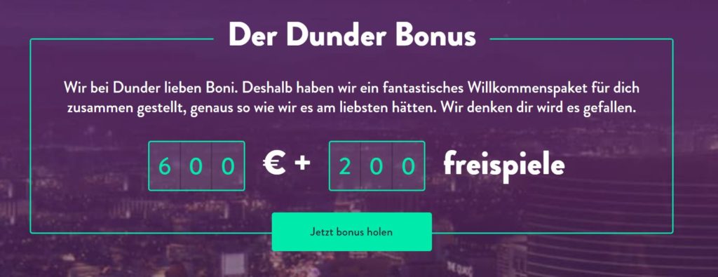 Dunder Casino Bonus