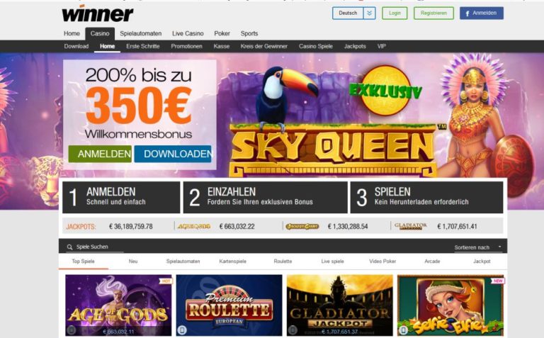 Winner Casino Test | 350€ Startguthaben | Roulette-Bonus.com